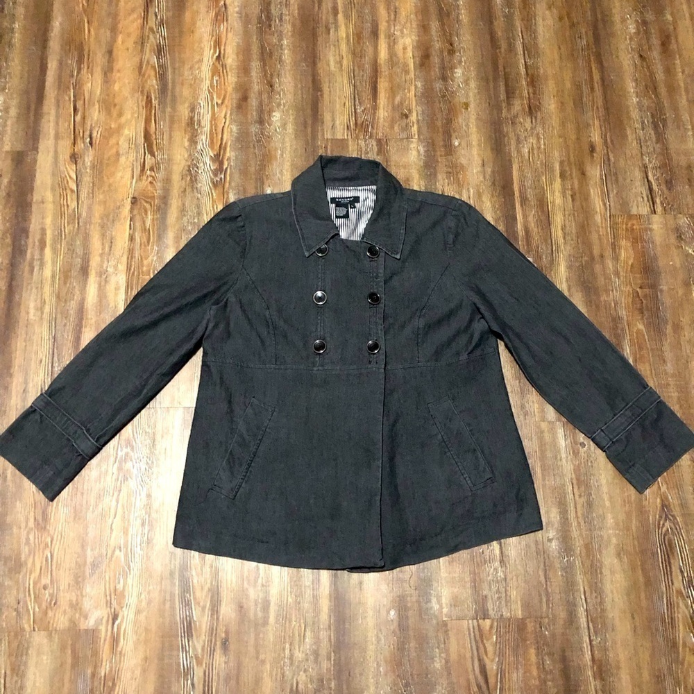 Sandro Jacket Women’s Large Sportswear Double Breasted Chambray Denim Button Up
